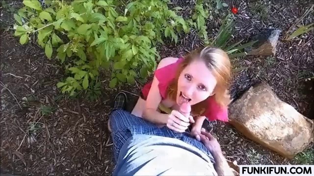 Naughty Amateur US Teen Worships A POV Cock In The Outdoor