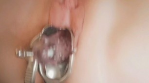 Speculum Doctor Play! Single Girl Fucks her Gaping Pussy with Speculum Inside. POV Cervix Cum