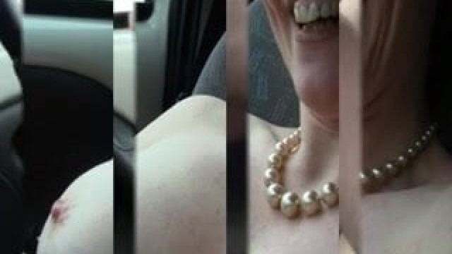 British slut Holly plays with herself in the car