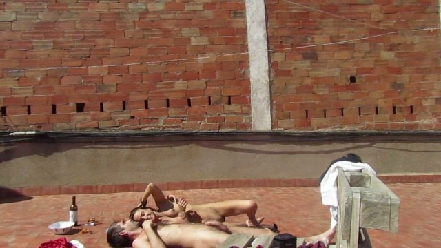 Amateur Couple Fucking at the Terrace, Outside Sex