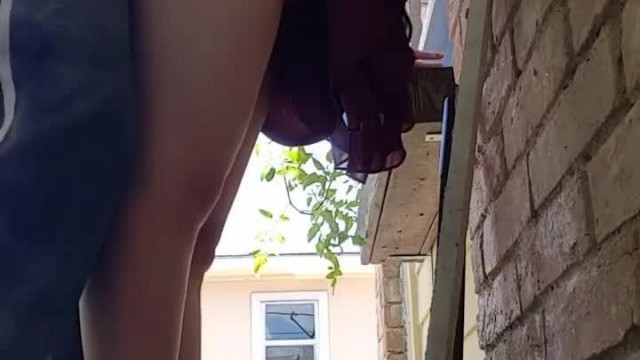 Risky fucking busty wife infront of neighbors window