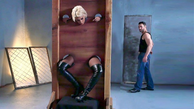 Bridgette B is put into the pillory and gets her both holes fingered - Porn Movies - 3Movs